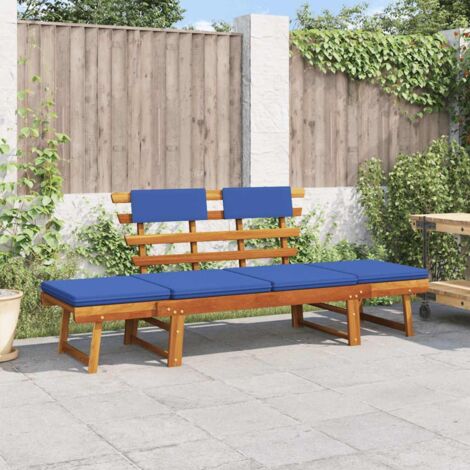 Banc de jardin, Banc d'extérieur, Banquette moderne avec coussins 2-en-1 190 cm Bois solide d'acacia NKK38304 (1/5)