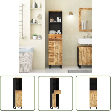Armoire de salle de bain, Meuble de Rangement, Placard de Rangement Toilettes 38x33x160 cm bois massif de manguier HYB14278 (1/5)