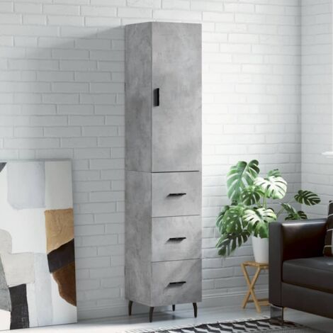 Buffet haut, Meuble de Rangement, Armoire de Cuisine Gris béton 34,5x34x180 cm Bois d'ingénierie NKK10973 (1/5)