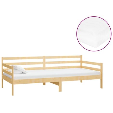 Lit adulte Lit de repos Lit Simple pour Salon,Chambre avec matelas 90x200 cm Bois de pin massif -FR97234 (1/5)