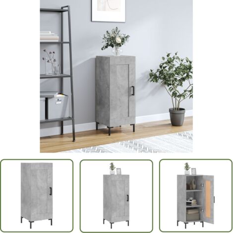 Furniture Limited - Buffet Gris béton 34,5x34x90 cm Bois d'ingéni (1/5)