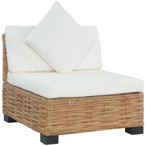 Canapé de jardin design industriel - Canapé sans accoudoirs avec coussins Rotin naturel -BV59941 (1/5)