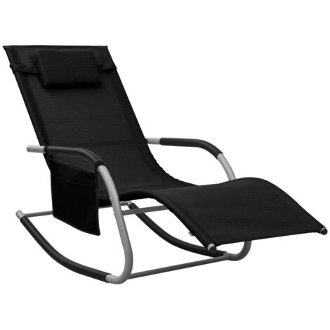 Bain de soleil Moderne Chaise longue Transat Textilène Noir et gris GF61707 (1/5)