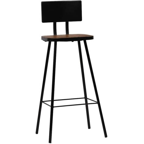 lot de 2 Tabourets de bar Tabourets Haut Chaises de Bar Sièges de Cuisine bois massif de récupération HAV3207 (1/5)