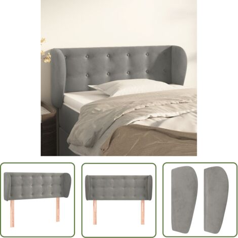 The Living Store Tête de lit avec oreilles Gris clair 83x23x78/88 cm Velours - Tête De Lit - Tête De Lit Velours - Tête De Lit Rembourrée - Literie - Chambre À Coucher (1/5)