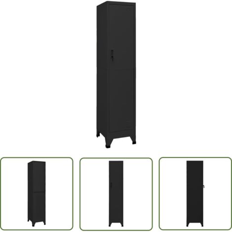 Furniture Limited - Armoire à casiers Noir 38x45x180 cm Acier (1/5)