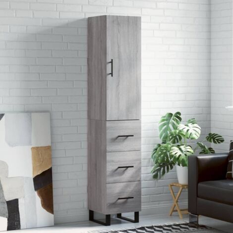 Buffet haut, Meuble de Rangement, Armoire de Cuisine Sogris 34,5x34x180 cm Bois d'ingénierie NKK32541 (1/5)