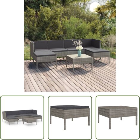 Salon de jardin 7 pcs - Canapé de jardin - Ensembles de Meubles d'exterieur - avec coussins Résine tressée Gris Chic-564508 (1/5)