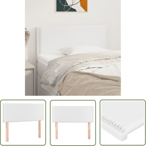 The Living Store Tête de lit Blanc 100x5x78/88 cm Similicuir - Tête De Lit - Tête De Lit Blanche - Tête De Lit Moderne - Tête De Lit Rembourrée - Lit Plateforme (1/5)