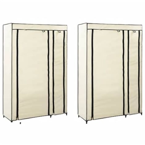 Garde-robes Armoire de Rangement Armoire de vêtements Penderie pliables 2 pcs Crème 110x45x175 cm Tissu VXN7012 (1/5)