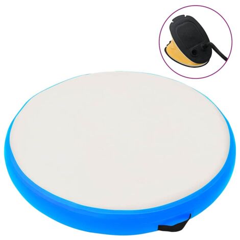 Tapis gonflable de gymnastique avec pompe, Tapis d'entranement 100x100x15cm PVC Bleu MKS90858 (1/5)