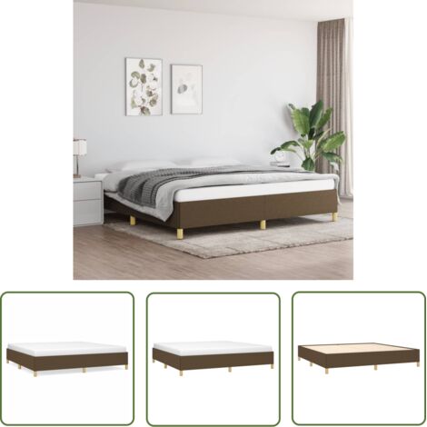 The Living Store Cadre de lit sans matelas marron foncé 200x200 cm tissu - Cadre De Lit - Lit Double - Lit En Tissu - Lit Marron - Meuble Chambre (1/5)