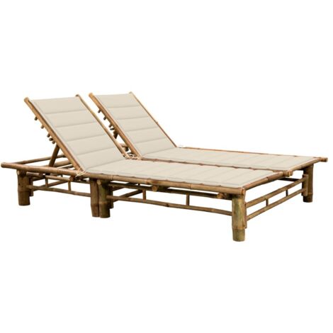 Bain de soleil Fauteuil - Transat de jardin relax - Polyrattan pour 2 personnes avec coussins Bambou GF85314 (1/5)