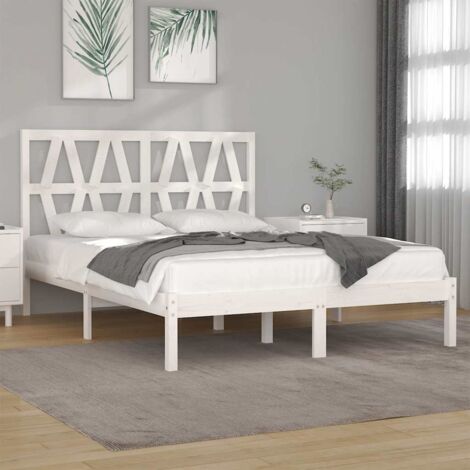 Lit adulte Moderne - Cadre de lit pour Adultes, Enfants pour Couchage Blanc Bois de pin massif 120x200 cm -10806 (1/5)