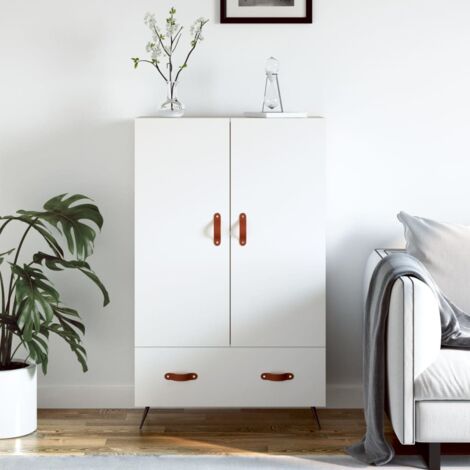 Buffet haut, Meuble de Rangement, Armoire de Cuisine blanc 69,5x31x115 cm bois d'ingénierie NKK41722 (1/5)