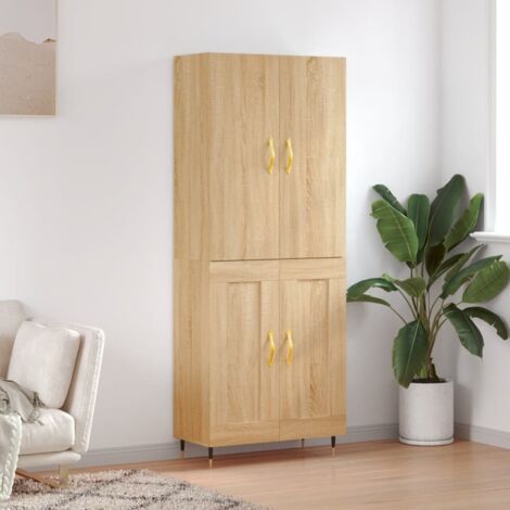 Buffet haut, Meuble de Rangement, Armoire de Cuisine Chêne so69,5x34x180 cm Bois d'ingénierie NKK11517 (1/5)