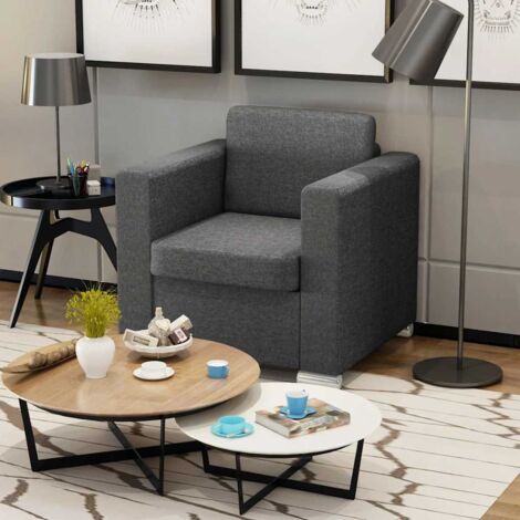 Fauteuil de relaxation  Fauteuil confortable  Gris foncé Tissu pour salon -BV72067 (1/5)