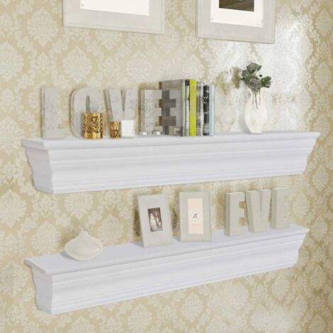 Meuble Étagère de salon Étagères murales Aaliyah 2 pcs Blanc -BV10514