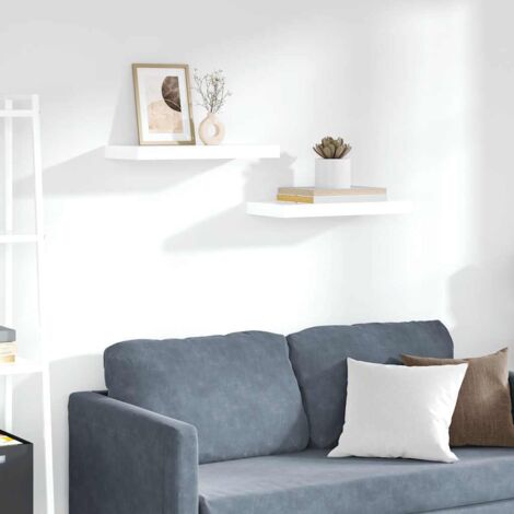 Lot de 2 Étagère murale multiposition - Étagère murale flottante Blanc brillant 50x23x3,8 cm MDF -BV93997 (1/5)
