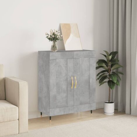 Buffet, Meuble de Rangement, Armoire de Cuisine gris béton 69,5x34x90 cm bois d'ingénierie NKK86778 (1/5)