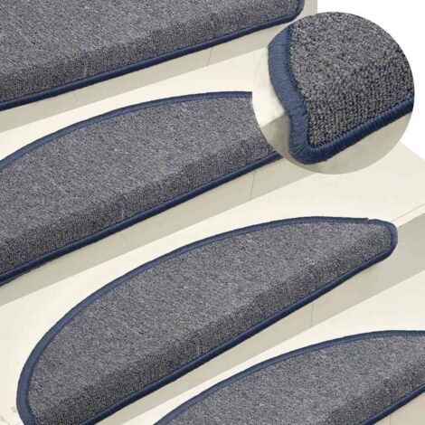 15 pcs Tapis d'escalier, Tapis de marches, Marchettes D'escalier Gris clair et bleu 56x17x3cm MKS34591 (1/5)