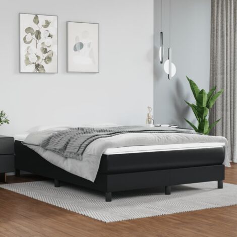 Sommier à ressorts de lit Moderne - Lit pour Adulte Enfant Cadre de lit pour Chambre Noir 140x190 cm Similicuir -FR46541 (1/5)