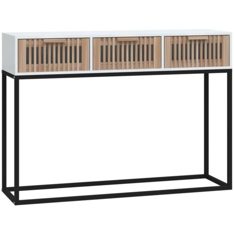 Table console Table d'appoint design industriel - blanc 105x30x75 cm bois d'ingénierie et fer BV24659 (1/5)