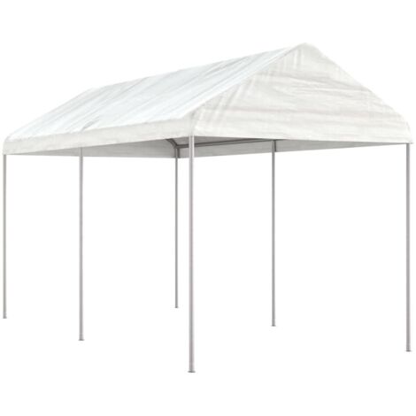 Belvédère avec toit, Belvédère de barbecue, Tonnelle et Pergola de jardin blanc 4,46x2,28x2,69 m polyéthylène NKK16601 (1/5)