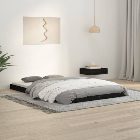 Lit Adulte magnifique - Cadre de lit pour Chambre,Matériau durable Noir 120x190 cm Bois pin massif Petit Double -36603 (1/5)