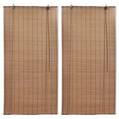 2 pcs Stores roulants, Stores Enrouleur, Stores Occultant, Stores jour nuit pour Fenêtre en bambou 100x160 cm Marron MAE4857 (1/5)