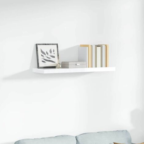 Étagère murale multiposition - Étagère murale flottante Blanc brillant 90x23,5x3,8 cm MDF -BV16011 (1/5)