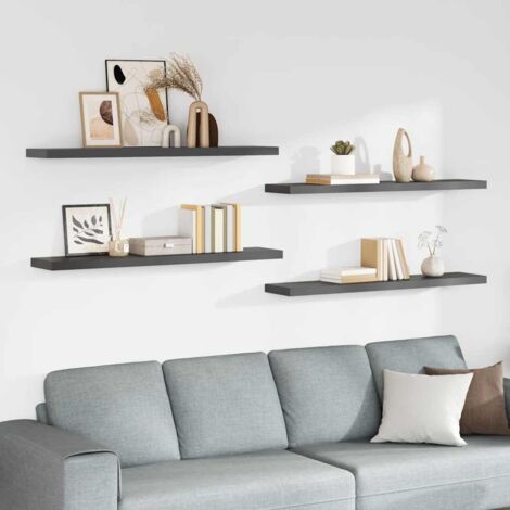 Lot de 4 Étagère murale multiposition - Étagère murale flottante Gris brillant 120x23,5x3,8cm MDF -BV23119 (1/5)