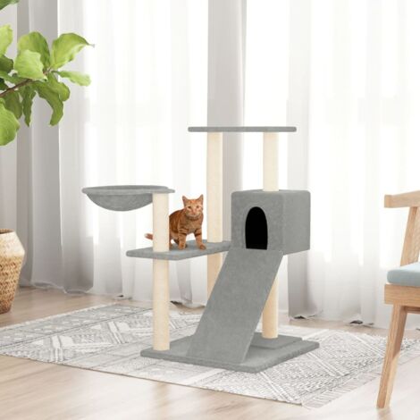 Arbre à chat, Arbre de grattage Jeu Chats, Maison pour Chat avec griffoirs en sisal Gris clair 82 cm LKOWF62371 (1/5)