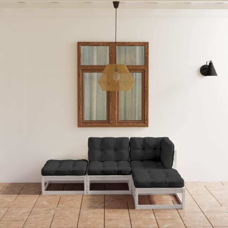 Salon de jardin 4 pcs,Mobilier de terrasse,Table et Chaise pour Relax avec coussins Bois de pin massif -YZ866137 (1/5)