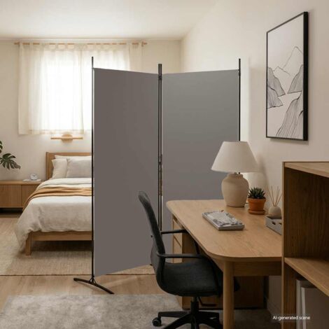 Paravent de Chambre Closion de séparation 2 panneaux Anthracite 175x180 cm Tissu -BC69692 (1/5)