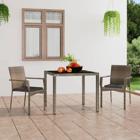 Lot de 2 Chaises/Fauteuils de jardin avec coussins Résine tressée Gris -TF66241 (1/5)