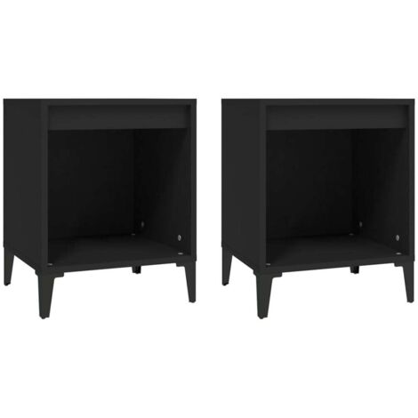 Lot de 2 Tables de chevet Table d'Appoint Industriel - Tables de Nuit Commodes Noir 40x35x50 cm -BV36276 (1/5)