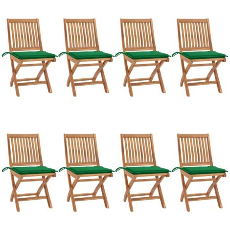 Lot de 8 Chaises pliables de jardin avec coussins,Fauteuils d'extérieur Teck solide -TF93572 (1/5)