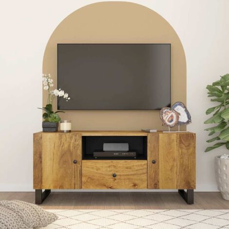 Meuble TV - Armoire Télévision Moderne Banc TV de Salon 105x33,5x46 cm bois de manguier et d'ingénierie -FR10082 (1/5)