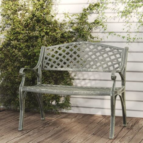Banc de jardin, Banc de jardin, Banquette design contemporain 102 cm Aluminium coulé Vert NKK76636 (1/5)