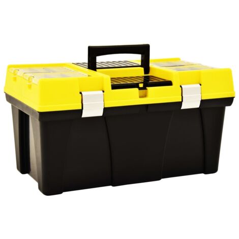 Boîte à outils, Coffret organiseur, Malette de rangement Plastique 595x337x316 mm Jaune LKF87739 (1/5)