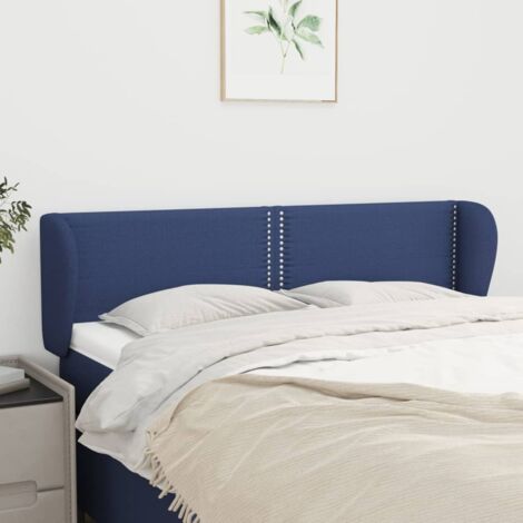 Armoire de tête de lit classique Tête de lit avec oreilles solide pour Chambre - Bleu 147x23x78/88 cm Tissu -41950 (1/5)