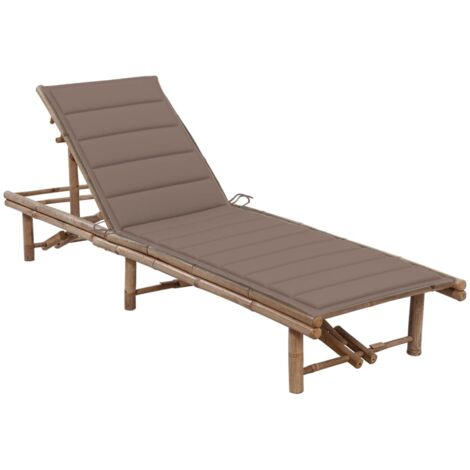 Chaise longue Fauteuil de jardin relax Bain de jardin avec coussin Bambou GF67640 (1/5)