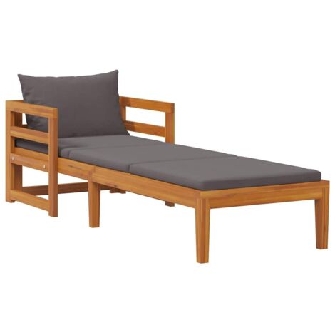 Chaise longue Fauteuil de jardin relax Bain de jardin avec coussins gris foncé Bois d'acacia solide GF24802 (1/5)