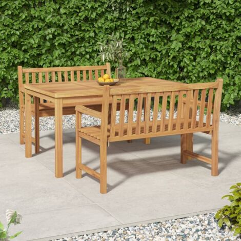 3 pcs Ensemble à dîner de jardin, Mobilier à dîner, Table et Chaises à Manger Bois de teck massif MKPO95145 (1/5)