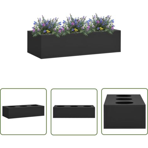 Boîte à fleurs de bureau, Jardinière, Bac à fleurs Anthracite 90x40x23 cm Acier LKF32745 (1/5)