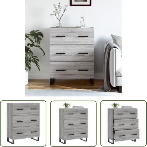 The Living Store Buffet sonoma gris 69,5x34x90 cm bois d'ingénierie - Buffet - Meuble De Rangement - Commode - Mobilier - Salon (1/5)