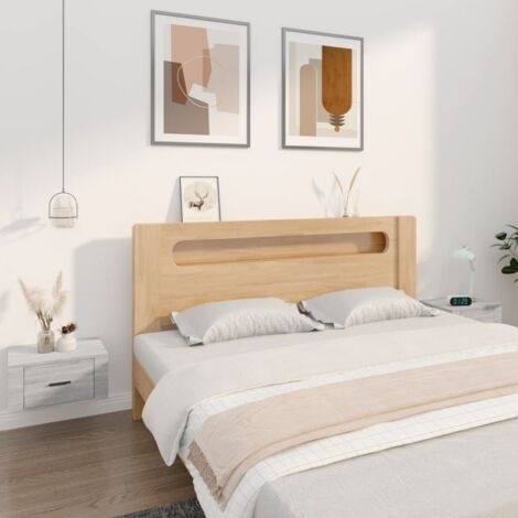 Lot de 2 Tables de chevet murales de chambre,Tables d'Appoint Industriel - Tables de Nuit Sonoma gris 50x36x25 cm -BV24661 (1/5)