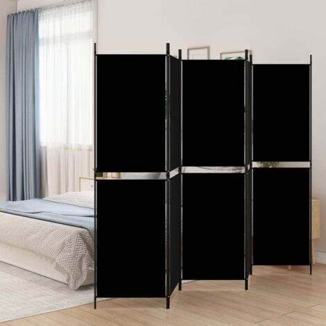 Paravent de Chambre Closion de séparation 5 panneaux Noir 250x180 cm Tissu -BC90408 (1/5)