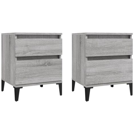 Lot de 2 Tables de chevet Table d'Appoint Industriel - Tables de Nuit Commodes Sonoma gris 40x35x50 cm -BV31847 (1/5)